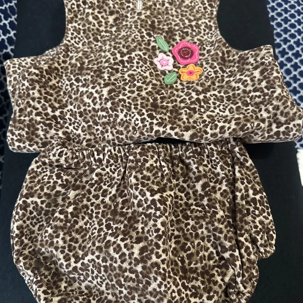 The Children's Place Leopard Print Dress with Diaper Cover with Floral Accents